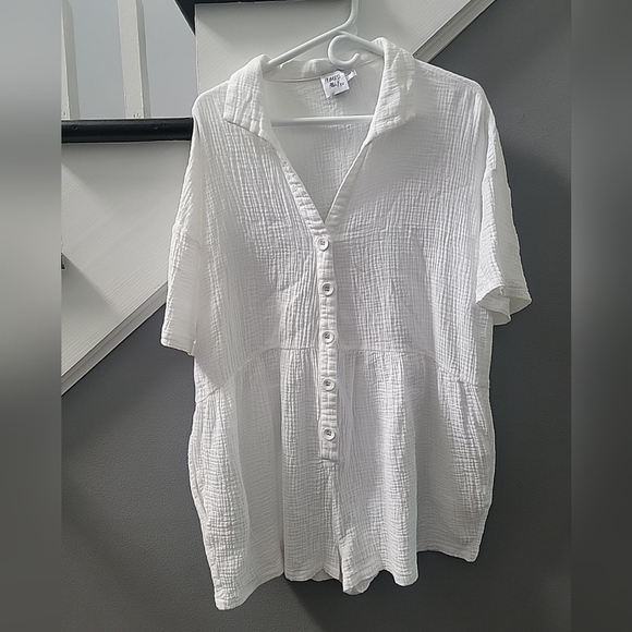 PRINCESS POLLY Alani Romper WHITE Gauze Pockets Cotton Boho Button Size 10 - Picture 2 of 5